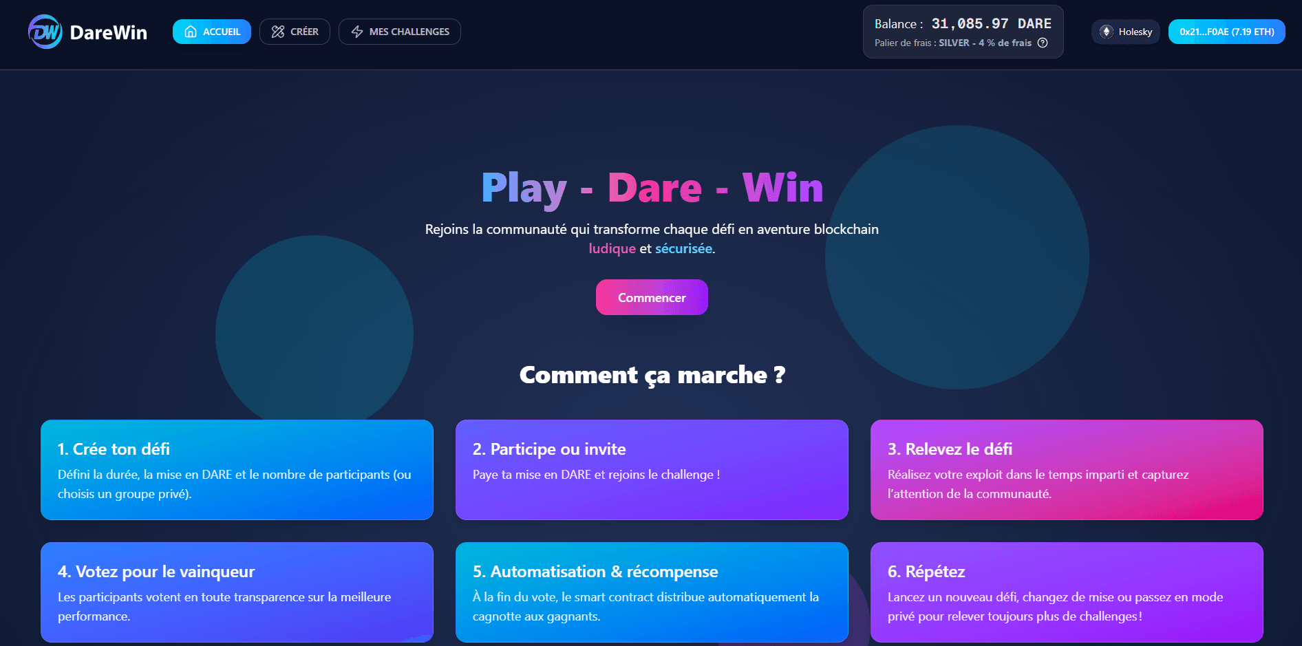 DareWin — Decentralized Challenge Platform screenshot